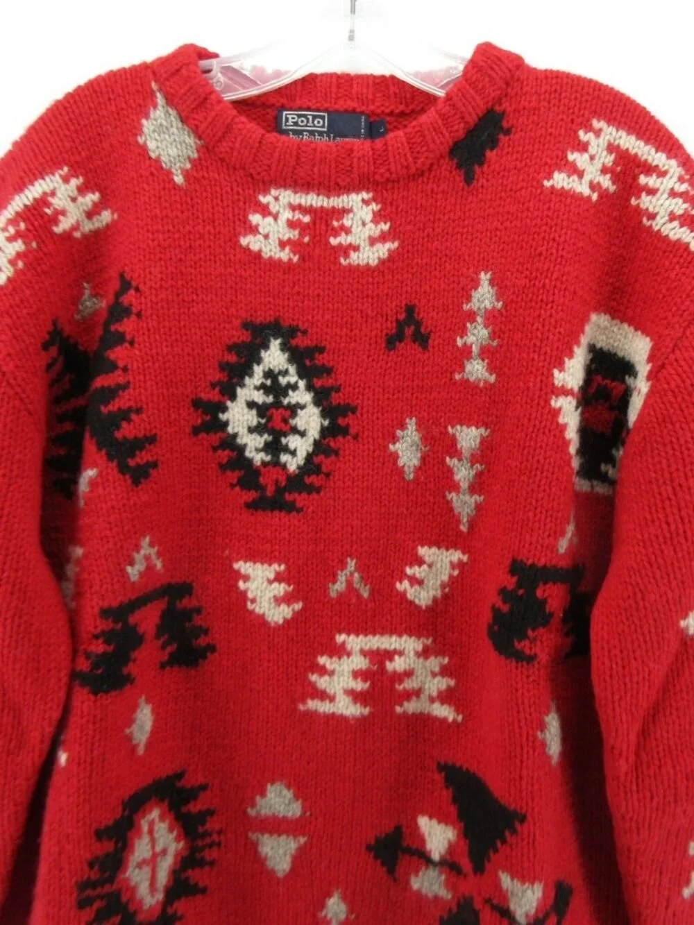 VTG Polo Ralph Lauren Sweater Large Wool Southwestern Aztec Hand Knit